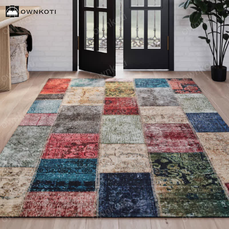Rutschfester Vintage-Patchwork-Teppich