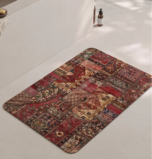 Rutschfeste, weiche Badematte im Retro-Paisley-Stil