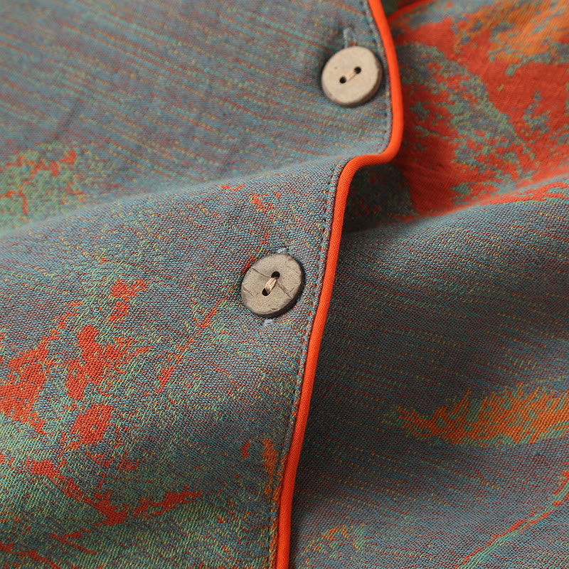 Langärmliges Jacquard-Pyjama-Set aus Baumwollgaze