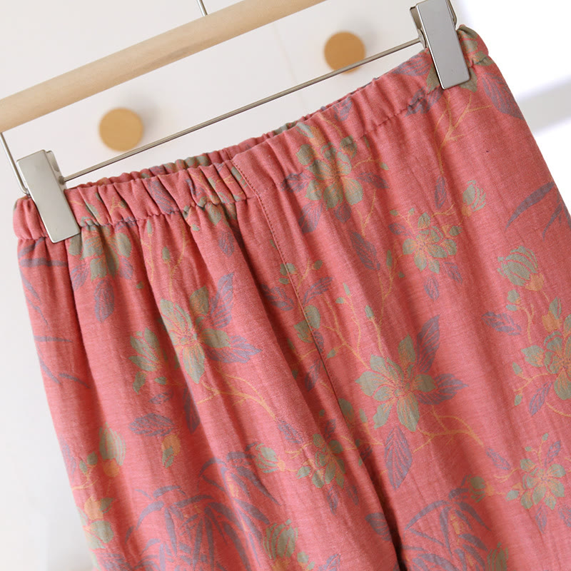 Garngefärbtes Pyjama-Set aus Baumwollflanell mit Blumenmuster