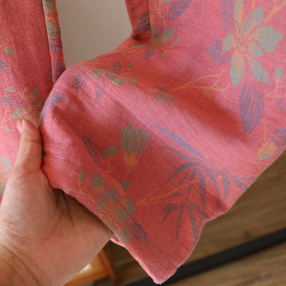 Garngefärbtes Pyjama-Set aus Baumwollflanell mit Blumenmuster