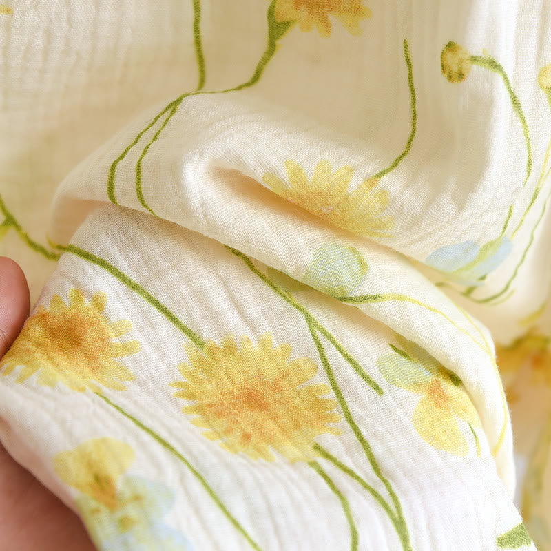 Rural Daisy Pyjama-Set aus Baumwollgaze-Cardigan