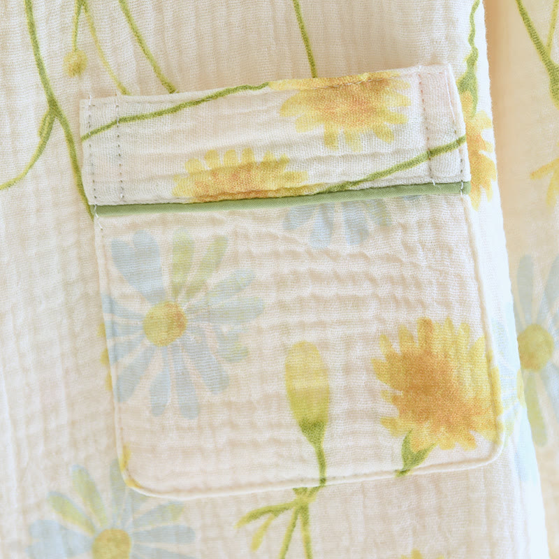 Rural Daisy Pyjama-Set aus Baumwollgaze-Cardigan