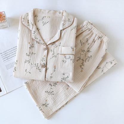 Einfaches Loungewear-Set aus Baumwolle mit ländlichem Revers