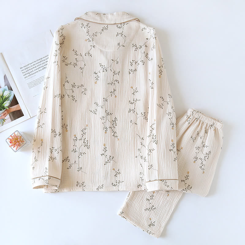 Einfaches Loungewear-Set aus Baumwolle mit ländlichem Revers