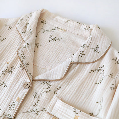 Einfaches Loungewear-Set aus Baumwolle mit ländlichem Revers