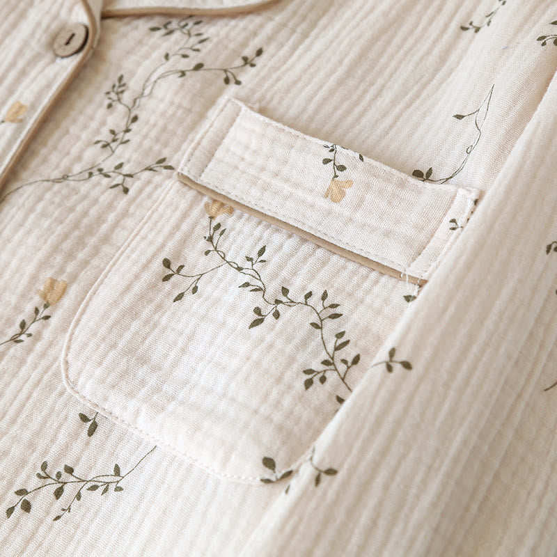 Einfaches Loungewear-Set aus Baumwolle mit ländlichem Revers