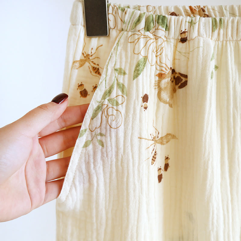 Pyjama-Set aus Baumwollgaze mit Blumenmuster und Schmetterlingen