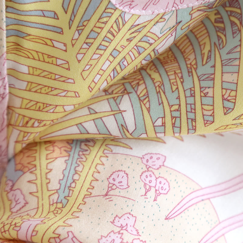Langärmliges Satin-Pyjama-Set für den ländlichen Raum