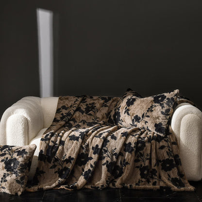 Samt-Sofadecke mit Vintage-Blumenmuster