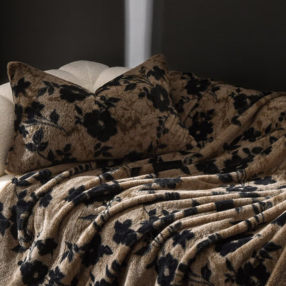 Samt-Sofadecke mit Vintage-Blumenmuster