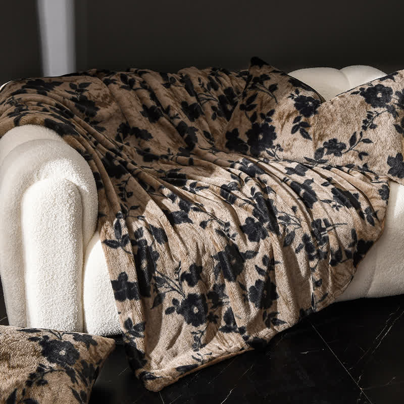 Samt-Sofadecke mit Vintage-Blumenmuster