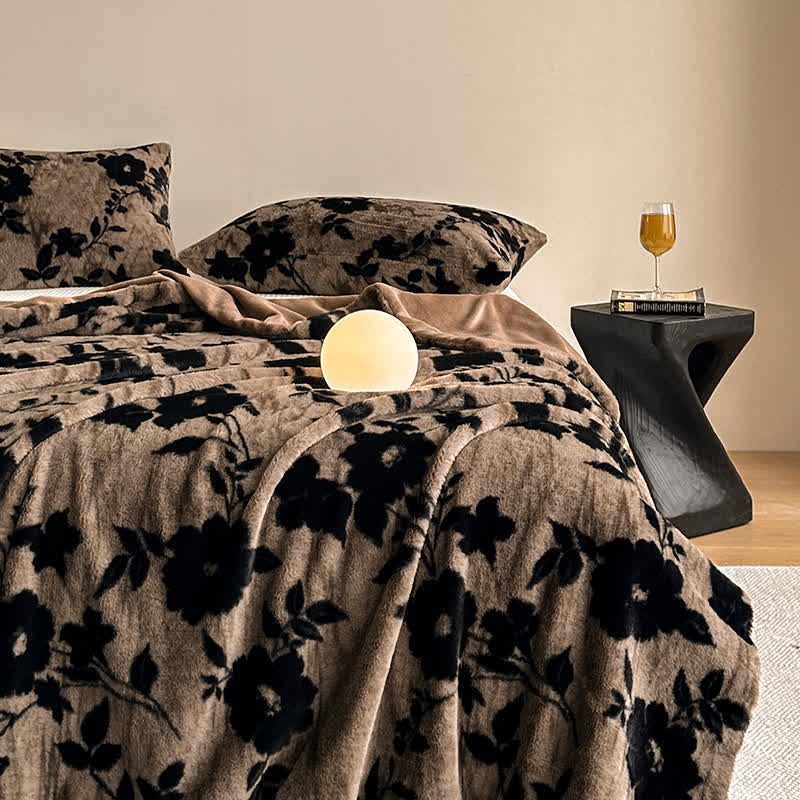 Samt-Sofadecke mit Vintage-Blumenmuster