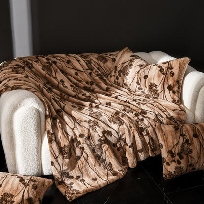 Sofaüberwurfdecke aus Samt mit rustikalem Blumenmuster