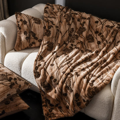 Sofaüberwurfdecke aus Samt mit rustikalem Blumenmuster