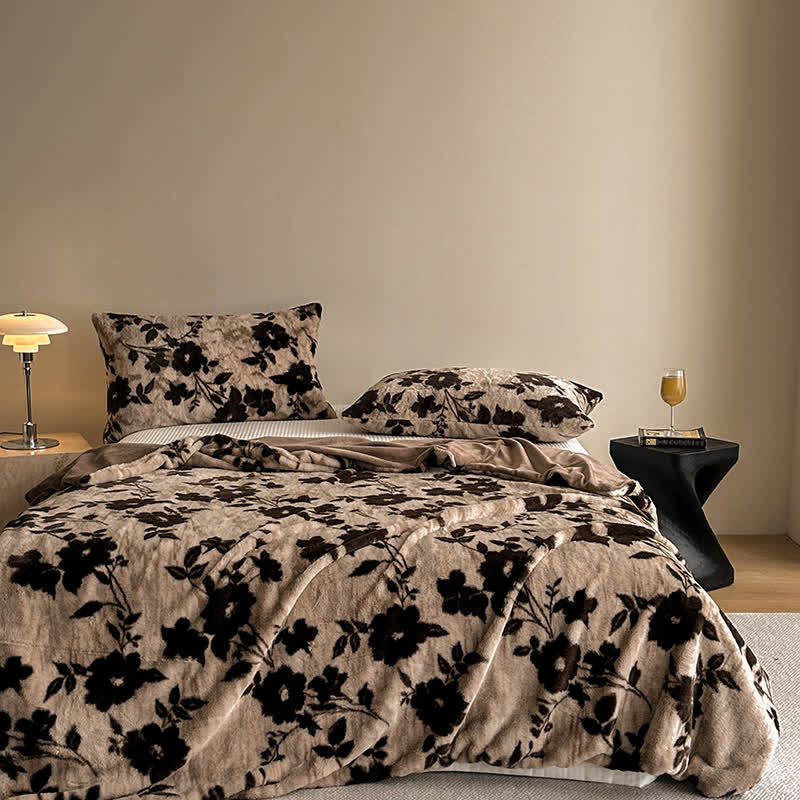 Samt-Sofadecke mit Vintage-Blumenmuster