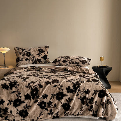 Samt-Sofadecke mit Vintage-Blumenmuster