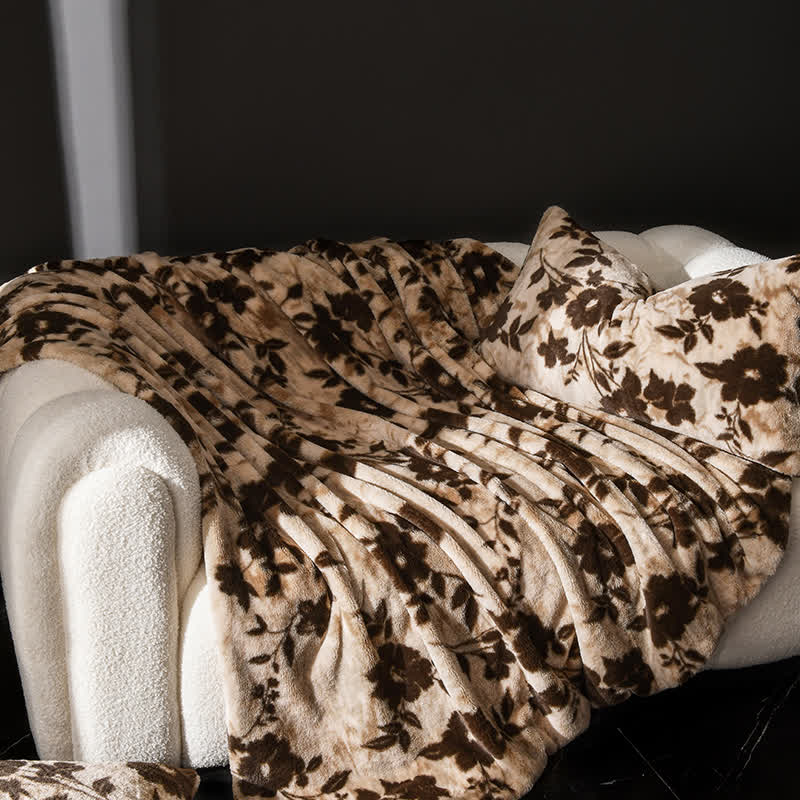 Samt-Sofadecke mit Vintage-Blumenmuster