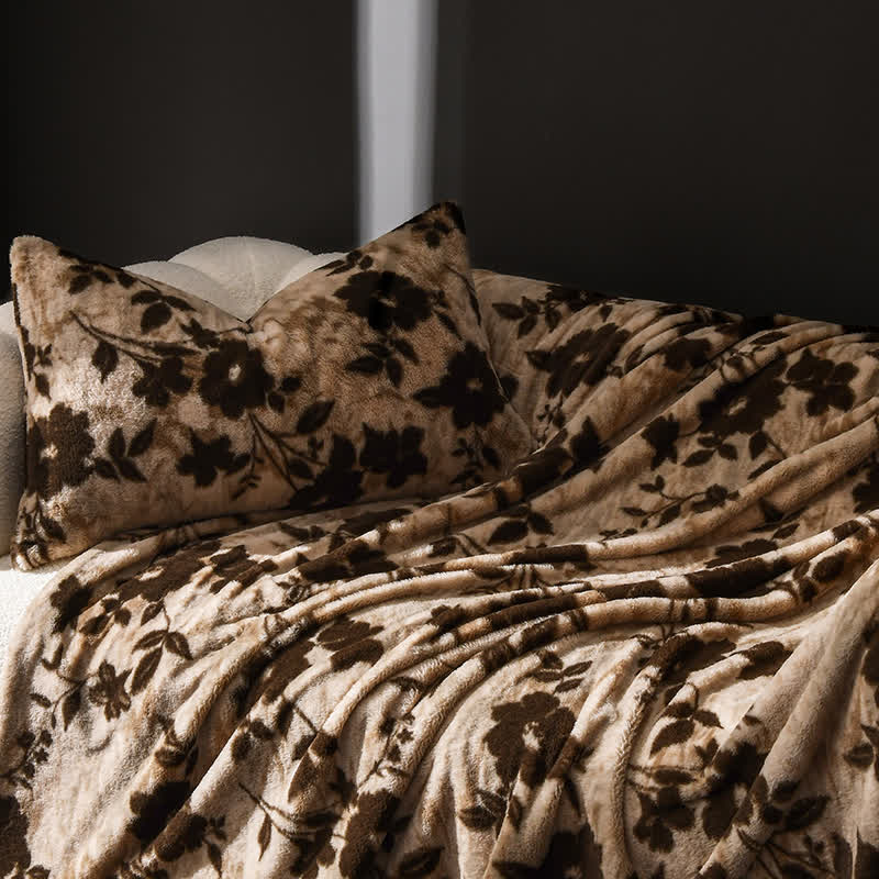Samt-Sofadecke mit Vintage-Blumenmuster