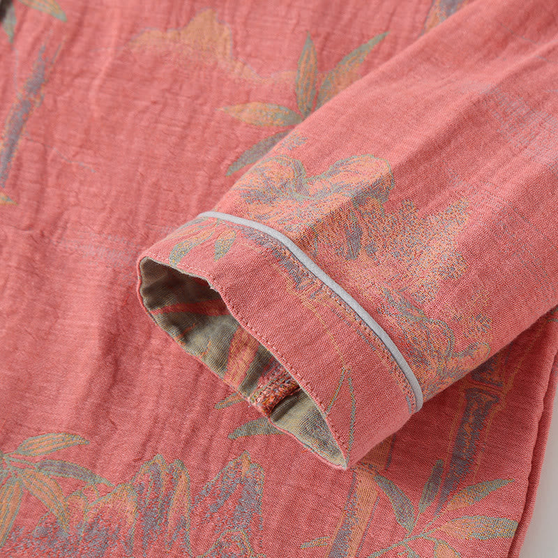 Garngefärbtes ländliches Pyjama-Set aus Bambus-Baumwollgaze
