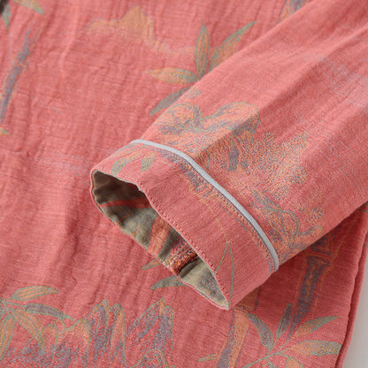 Garngefärbtes ländliches Pyjama-Set aus Bambus-Baumwollgaze