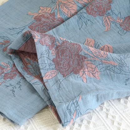Loungewear-Set aus Baumwolle mit Rundhalsausschnitt und Blumenmuster im Jacquard-Stil
