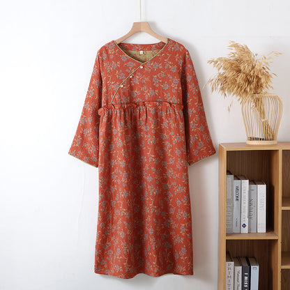 Garngefärbtes Nachthemd aus weicher Jacquard-Baumwolle