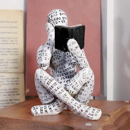 Statue einer lesenden Denkerin, Bücherregal-Dekoration
