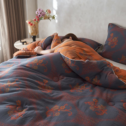 Winterdecke aus Baumwolle und Kaschmir mit Retro-Blumenmuster