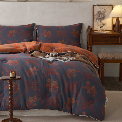 Winterdecke aus Baumwolle und Kaschmir mit Retro-Blumenmuster