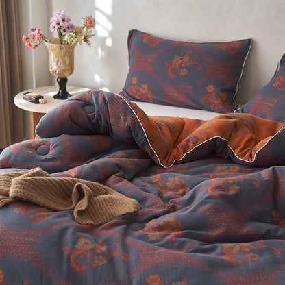 Winterdecke aus Baumwolle und Kaschmir mit Retro-Blumenmuster