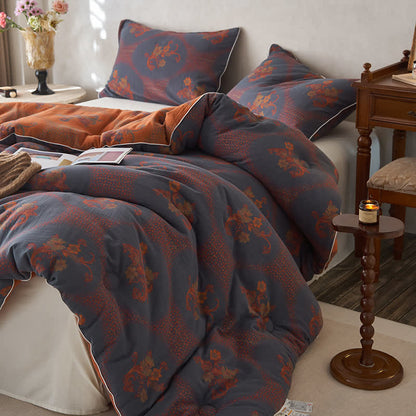 Winterdecke aus Baumwolle und Kaschmir mit Retro-Blumenmuster