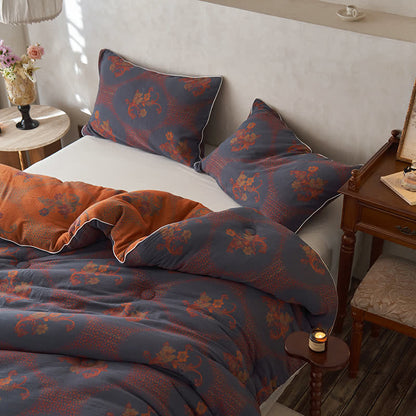 Winterdecke aus Baumwolle und Kaschmir mit Retro-Blumenmuster