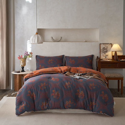 Winterdecke aus Baumwolle und Kaschmir mit Retro-Blumenmuster