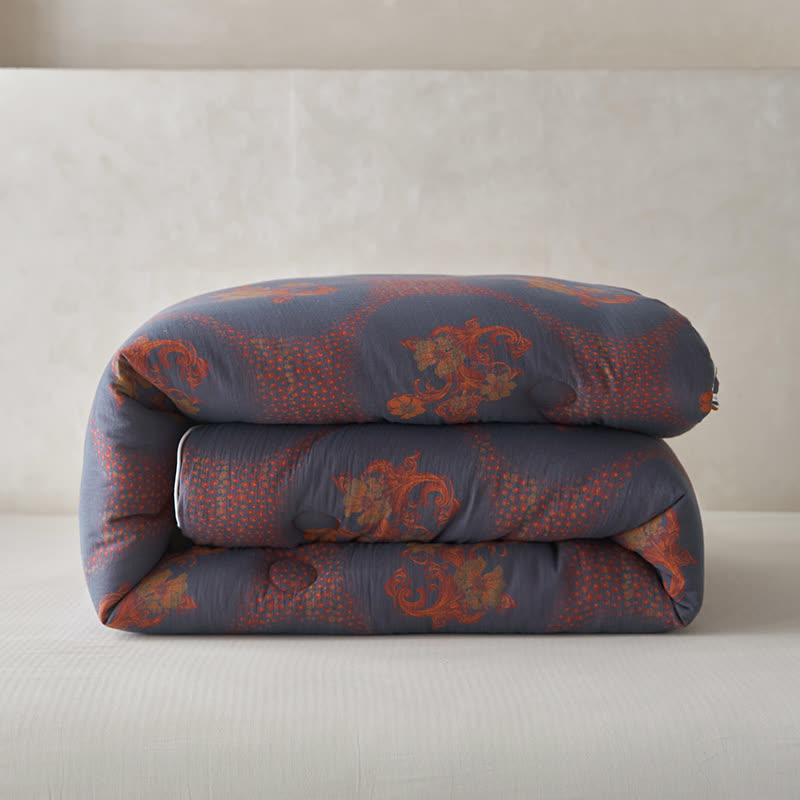 Winterdecke aus Baumwolle und Kaschmir mit Retro-Blumenmuster