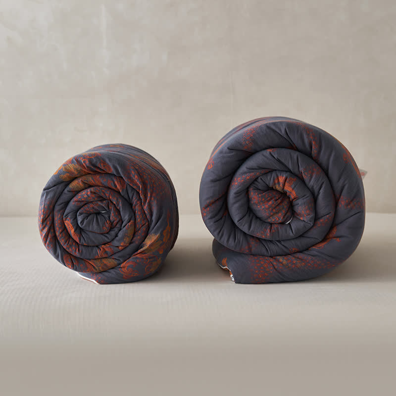 Winterdecke aus Baumwolle und Kaschmir mit Retro-Blumenmuster