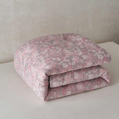 Wintersteppdecke aus Baumwolle und Kaschmir mit blühenden Blumen