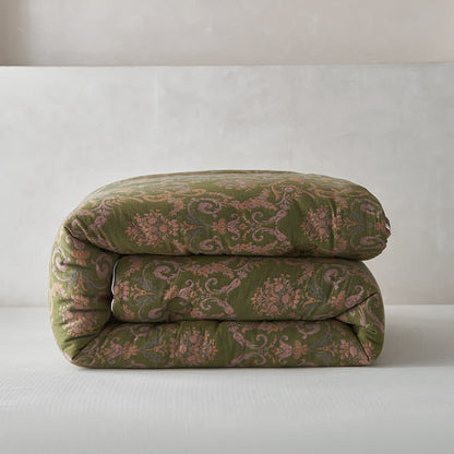 Retro-Jacquard-Steppdecke aus Baumwolle und Kaschmir