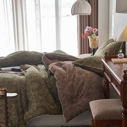 Retro-Jacquard-Steppdecke aus Baumwolle und Kaschmir