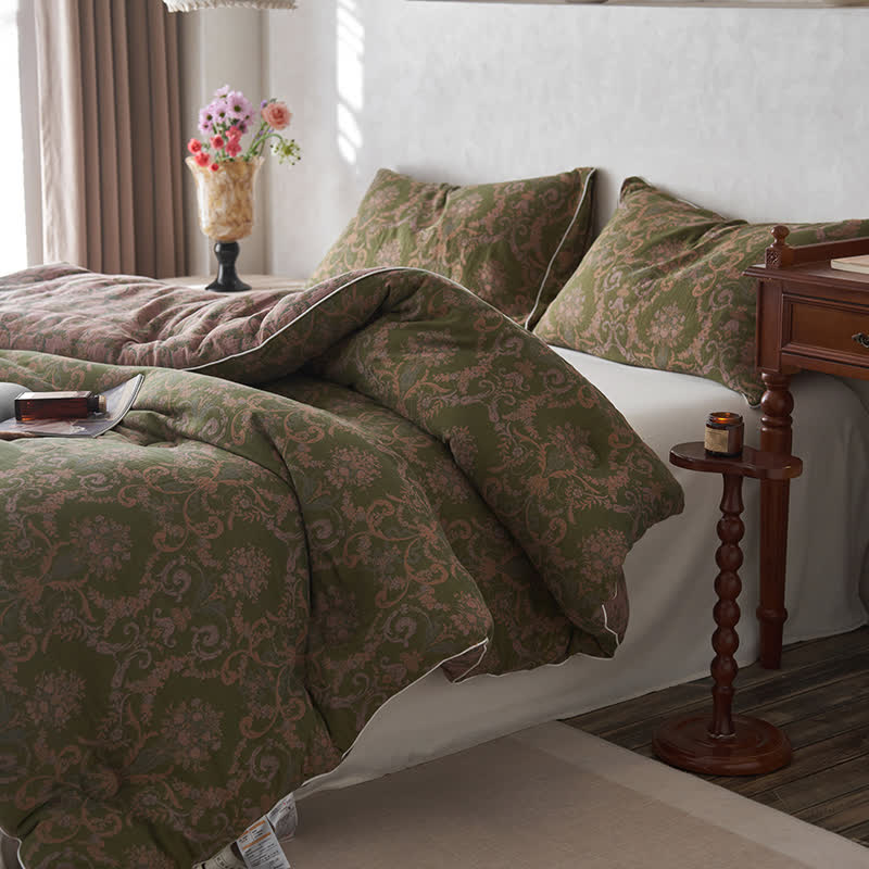 Retro-Jacquard-Steppdecke aus Baumwolle und Kaschmir