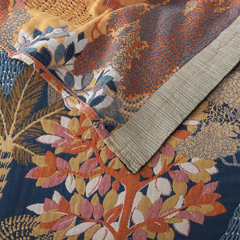 Bequeme Steppdecke „Tropical Jungle“ aus Baumwollgaze
