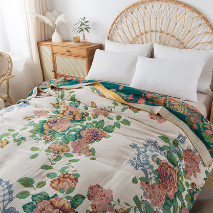 Weiche Wendedecke aus Baumwolle mit eleganter Rose