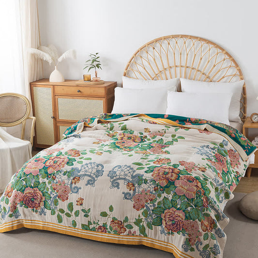 Weiche Wendesteppdecke „Elegant Rose“ aus Baumwolle