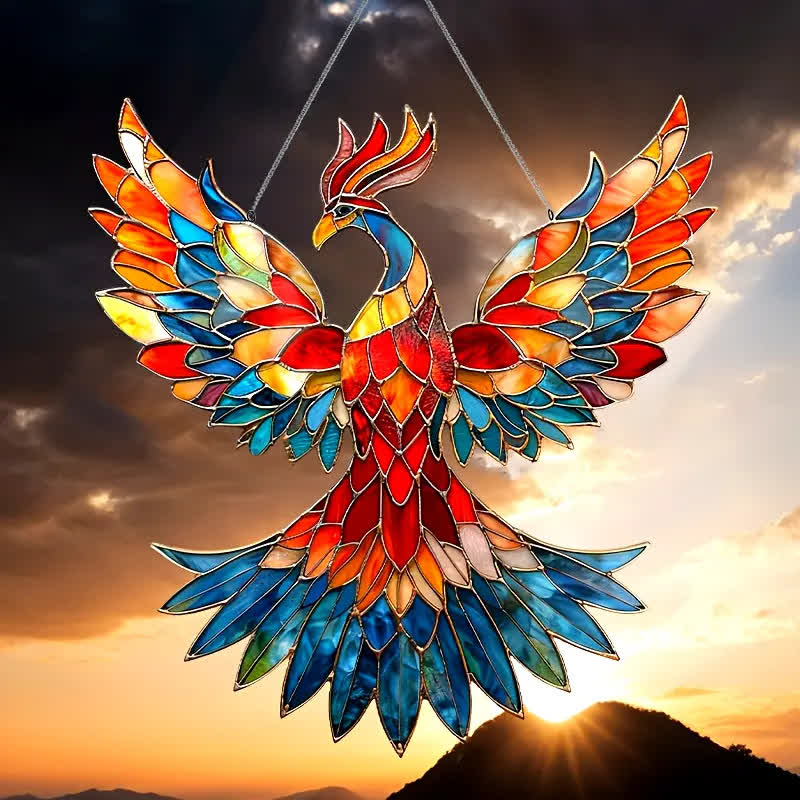 Acryl Heller Feuervogel Fensterbehang