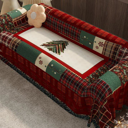 Funktionaler Sofabezug aus Chenille im Vintage-Stil mit Weihnachtsmotiv