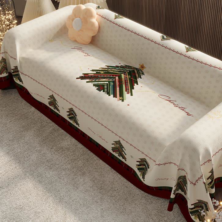 Einfacher Sofabezug aus Chenille mit Weihnachtsbaummotiv