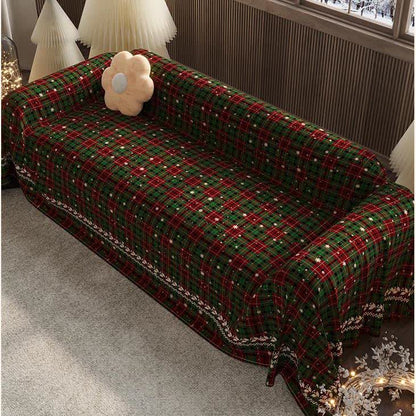 Chenille-Sofabezug mit Weihnachtskaro