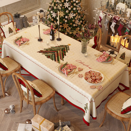 Einfache Chenille-Tischdecke mit Weihnachtsbaum