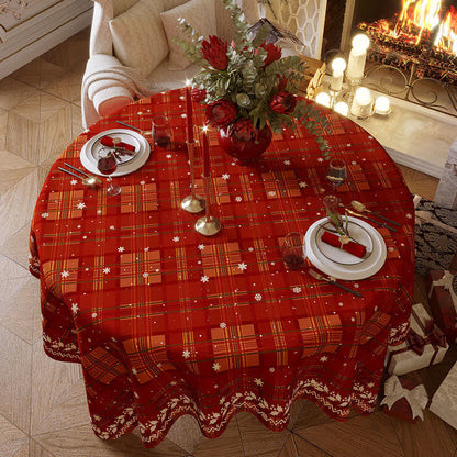 Chenille-Tischdecke mit weihnachtlichem Karomuster