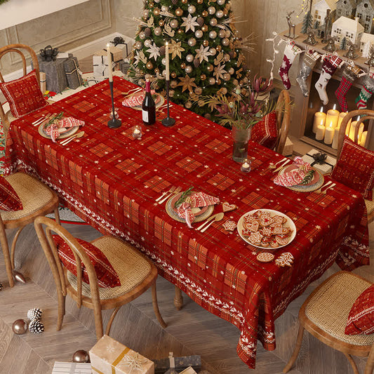 Chenille-Tischdecke mit weihnachtlichem Karomuster